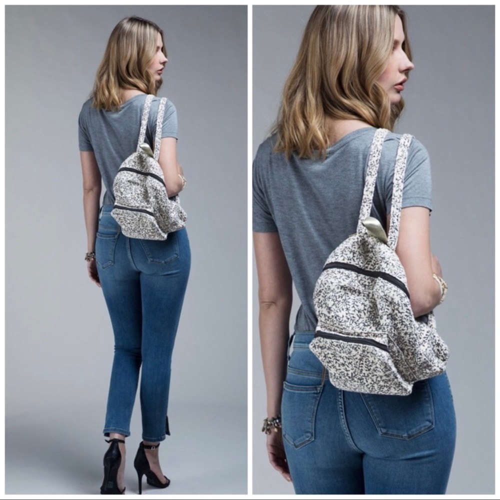 Hand Block Leaf Print Backpack - Picture 3 of 4